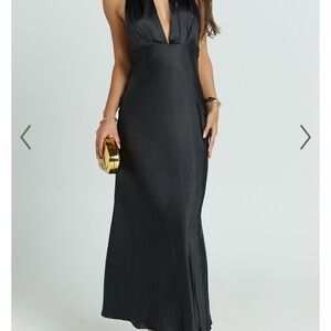 Showpo Black Satin Maxi Dress